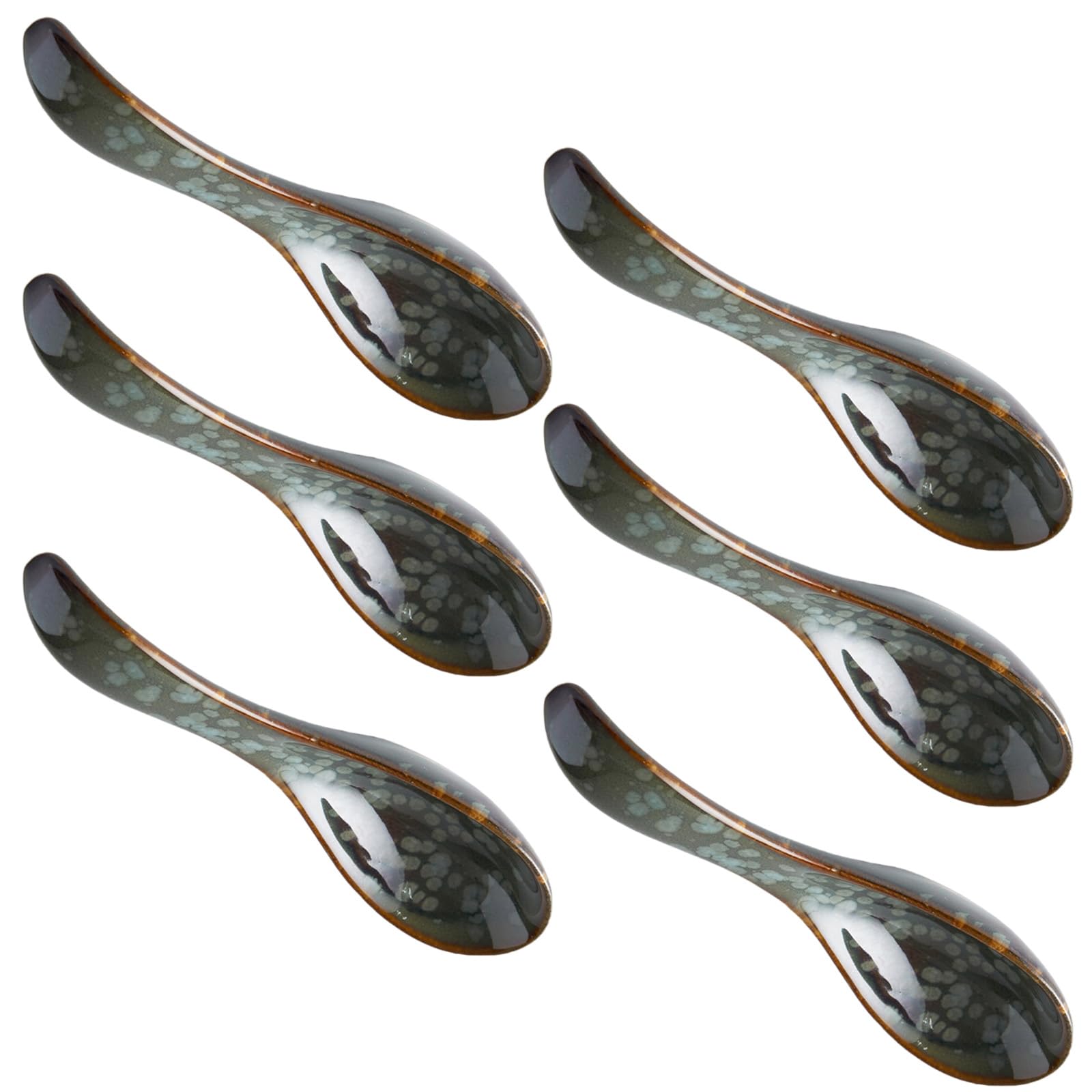 Lot de 6 cuillères de service en céramique, structure en céramique, nettoyage facile, résistantes à la chaleur, résistantes aux rayures, adaptées au service alimentaire, cuillères à soupe