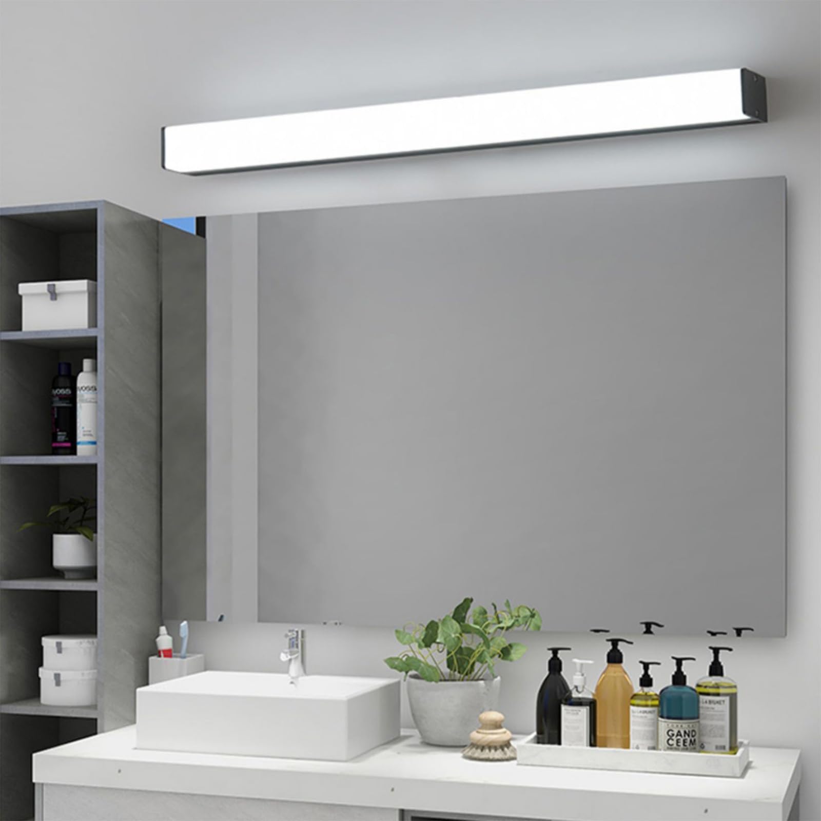 Applique murale LED pour miroir de salle de bain IP44, étanche et réglable, éclairage 3000 K/6500 K, parfaite pour coiffeuse, rasage, douche, chambre à coucher, salon, hôtel (noir et blanc)