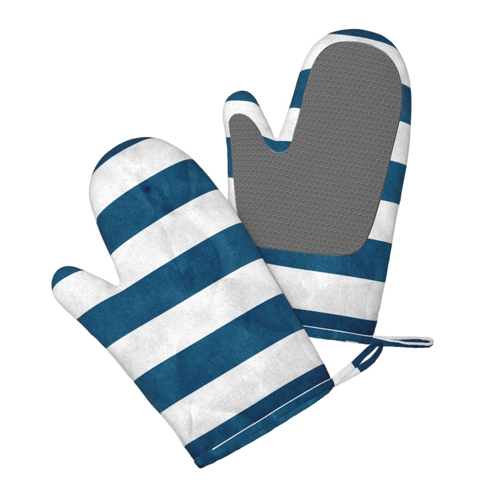 Silicone Oven Mitts Set 2PCS, greek flag Printed Heat Resistant Non-Slip Silicone Oven Gloves for Kitchen Cooking Baking Microwave