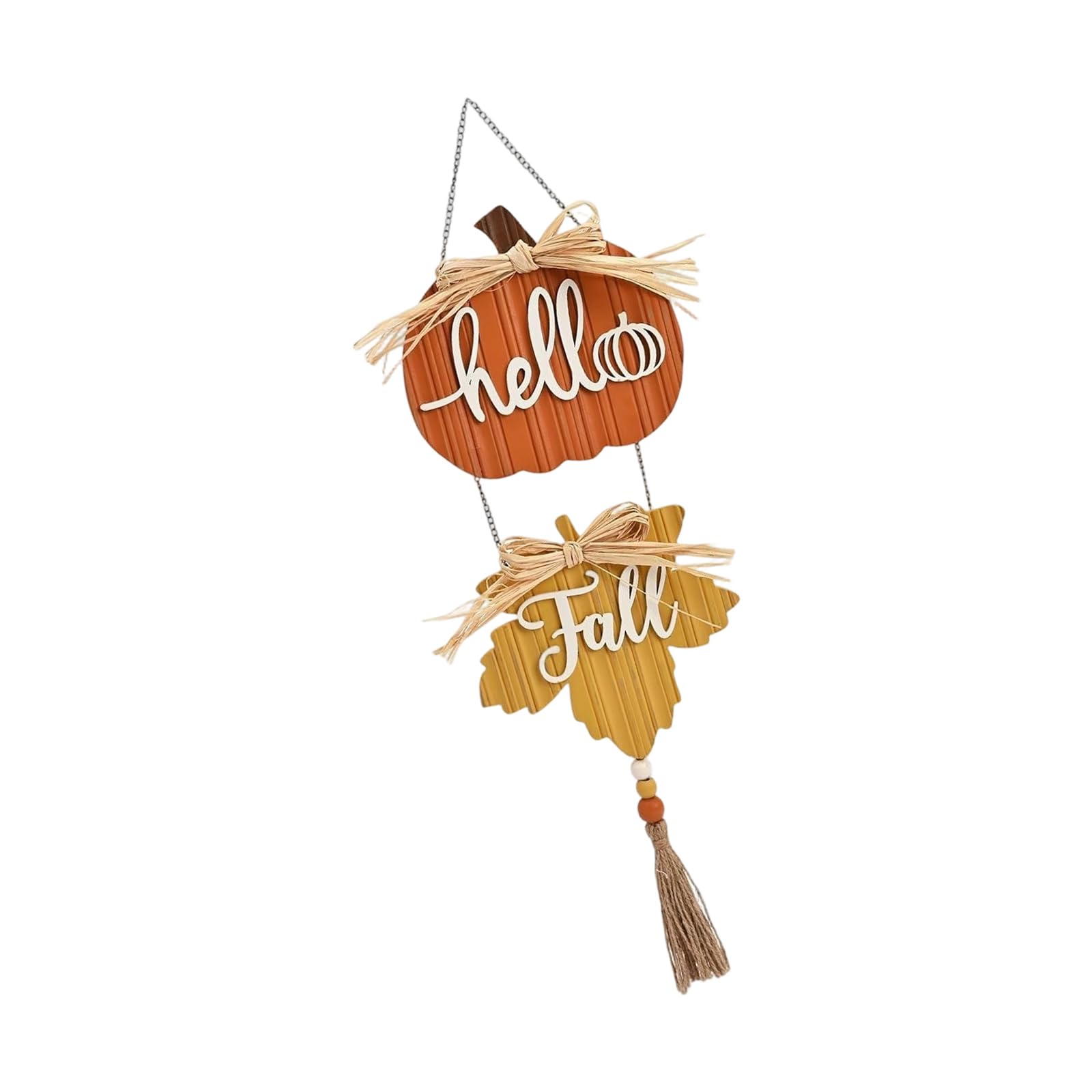 Fall Decoration Hello Fall Wreaths for Front Door, Autumn Maple Leave Pumpkin Door Signs for Autumn Harvest Home Decorations Front Decor