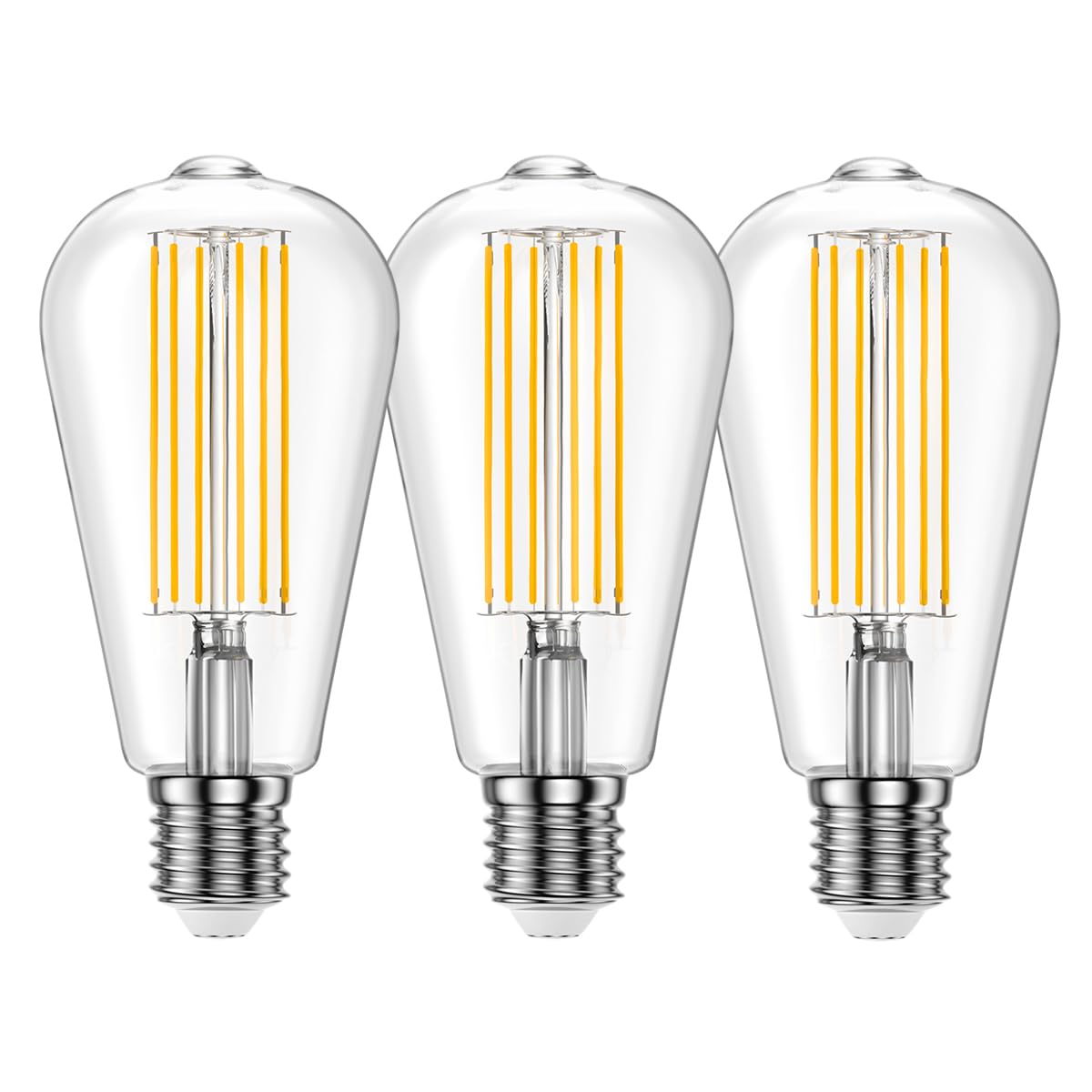 Ankey 10W LED Edison Bulb, E27 ST64 Vintage Light Bulb, 2700K Warm White LED Filament Bulbs, Squirrel Cage Retro Clear Glass Screw Lamp, 1000LM Dimmable, Set of 3