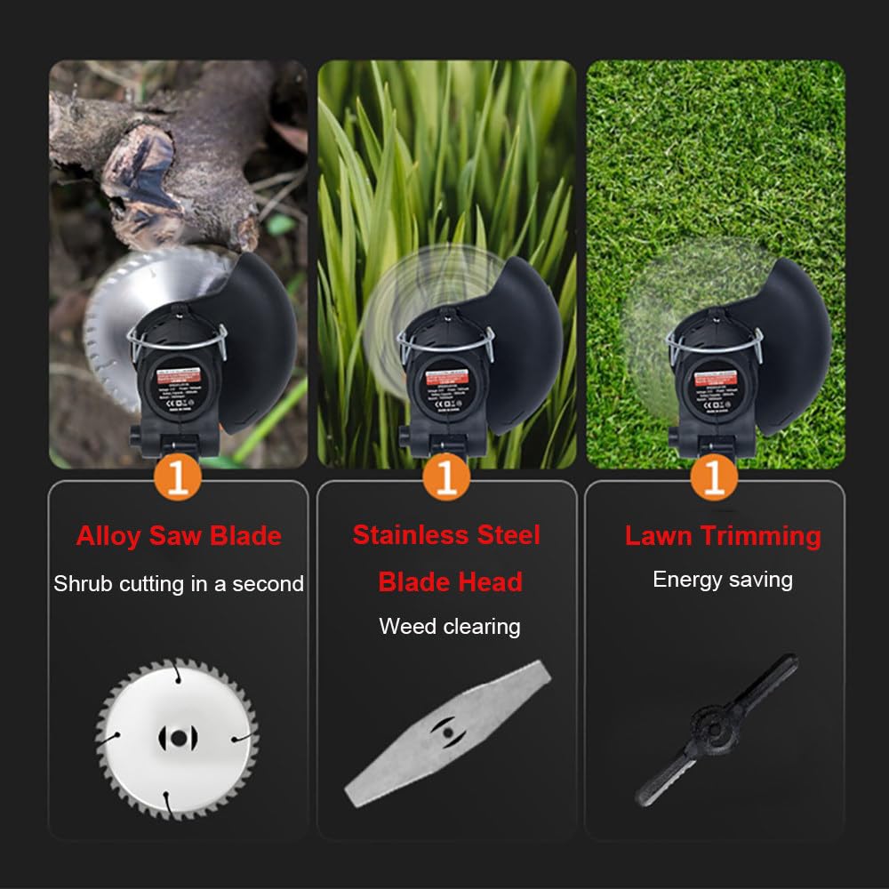 Decespugliatore Elettrico,Con Set Di Lame 3-In-1,48v Senza Fili,Asta Telescopica Regolabile,12000 Giri/Min,Protezione Di Sicurezza Intelligente,Impugnatura Monomano,Ideale Per Cortili,Giardini B