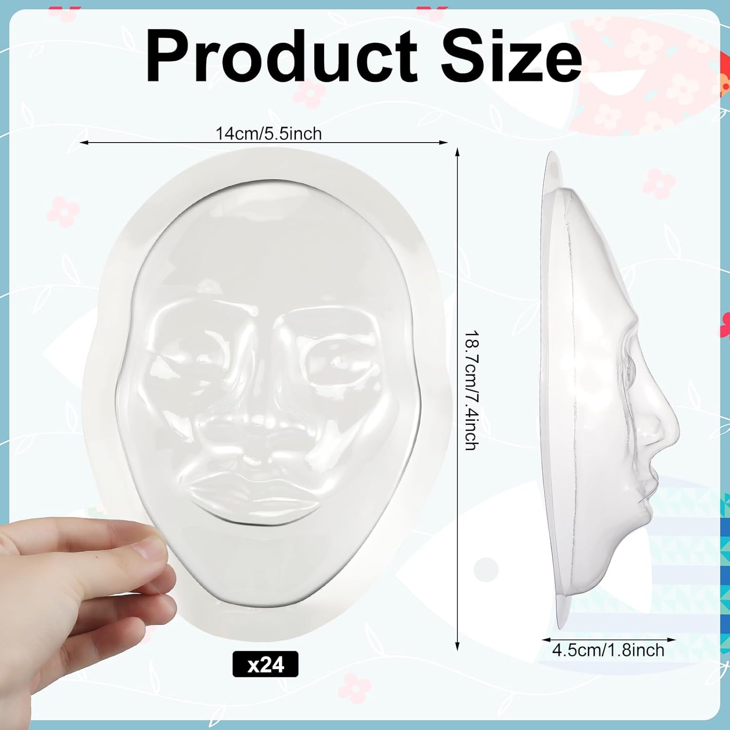 Seenelling 24 Pcs Plastic Face Mask Mold Clear Making Kit Paintable Face Masquerade for Art Classroom Halloween Cosplay Party