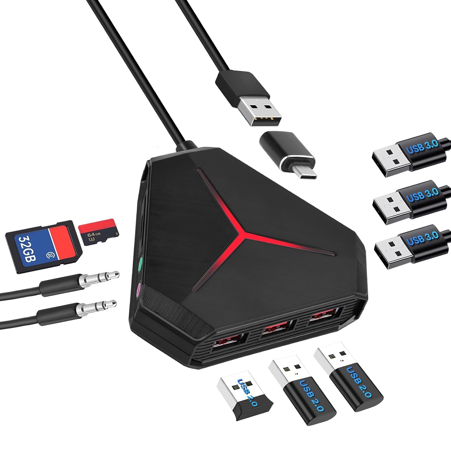 USB Hub, 6 Port USB 3.0 Hub Splitter, USB Fast Data Hub for Flash Drive ...
