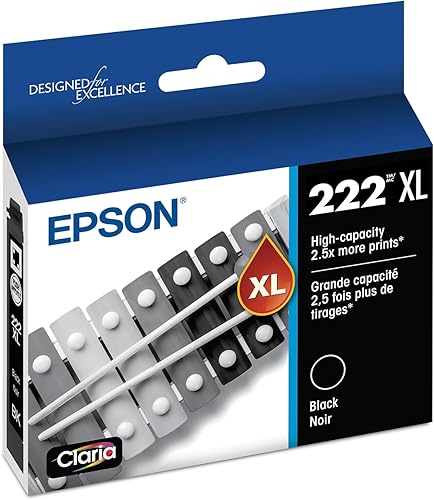 Epson Cartucho negro de alta capacidad Claria Ink 222 (T222XL120-S) funciona con Workforce WF-2960, Expression XP-5200