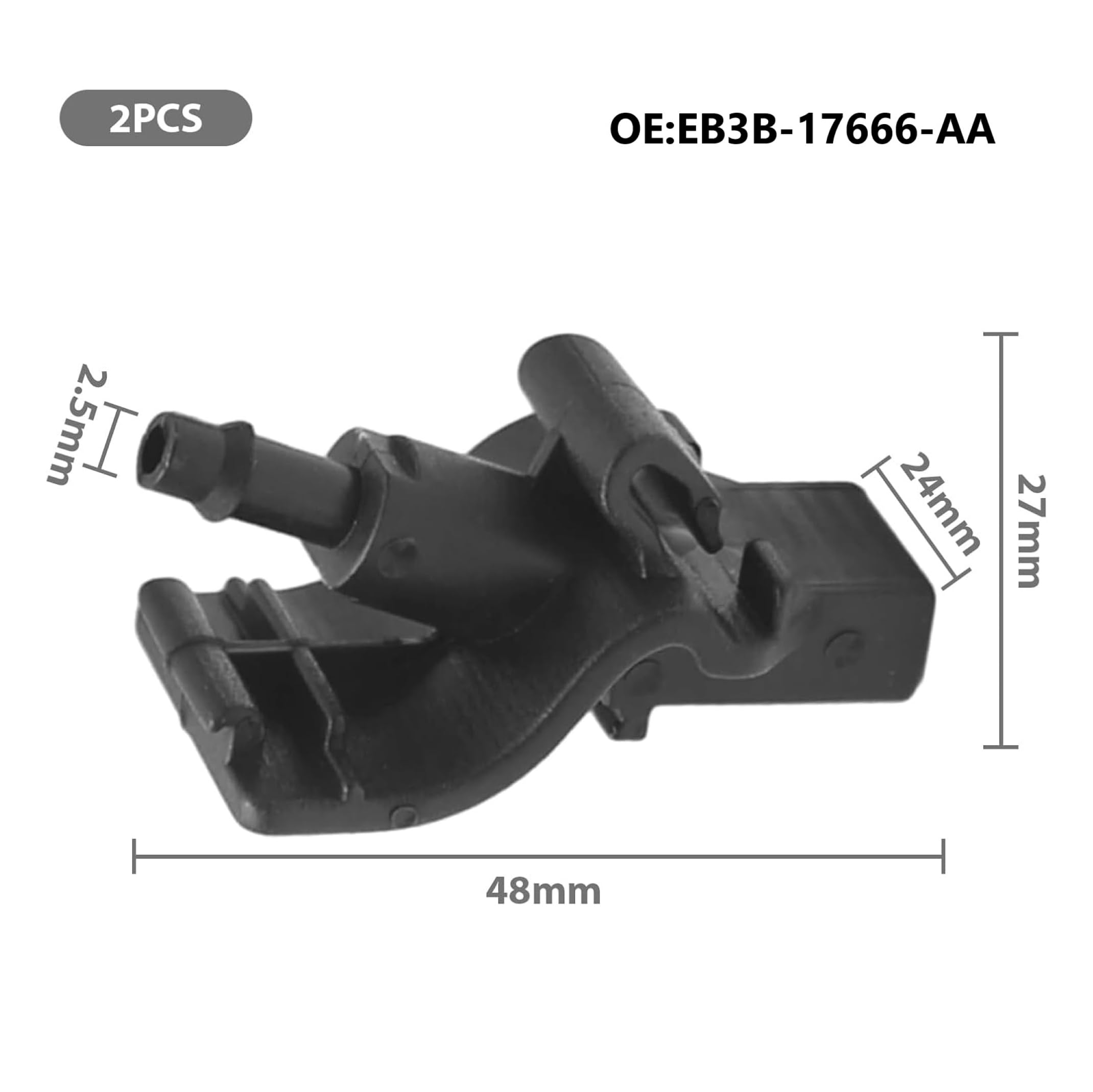 Buse De Lave-glace Avant Pour Ford Ranger Mk3 - Référence OE: 1902209 EB3B-17666-AA - En Plastique ABS Noir, Jet Large Pour Pare-brise