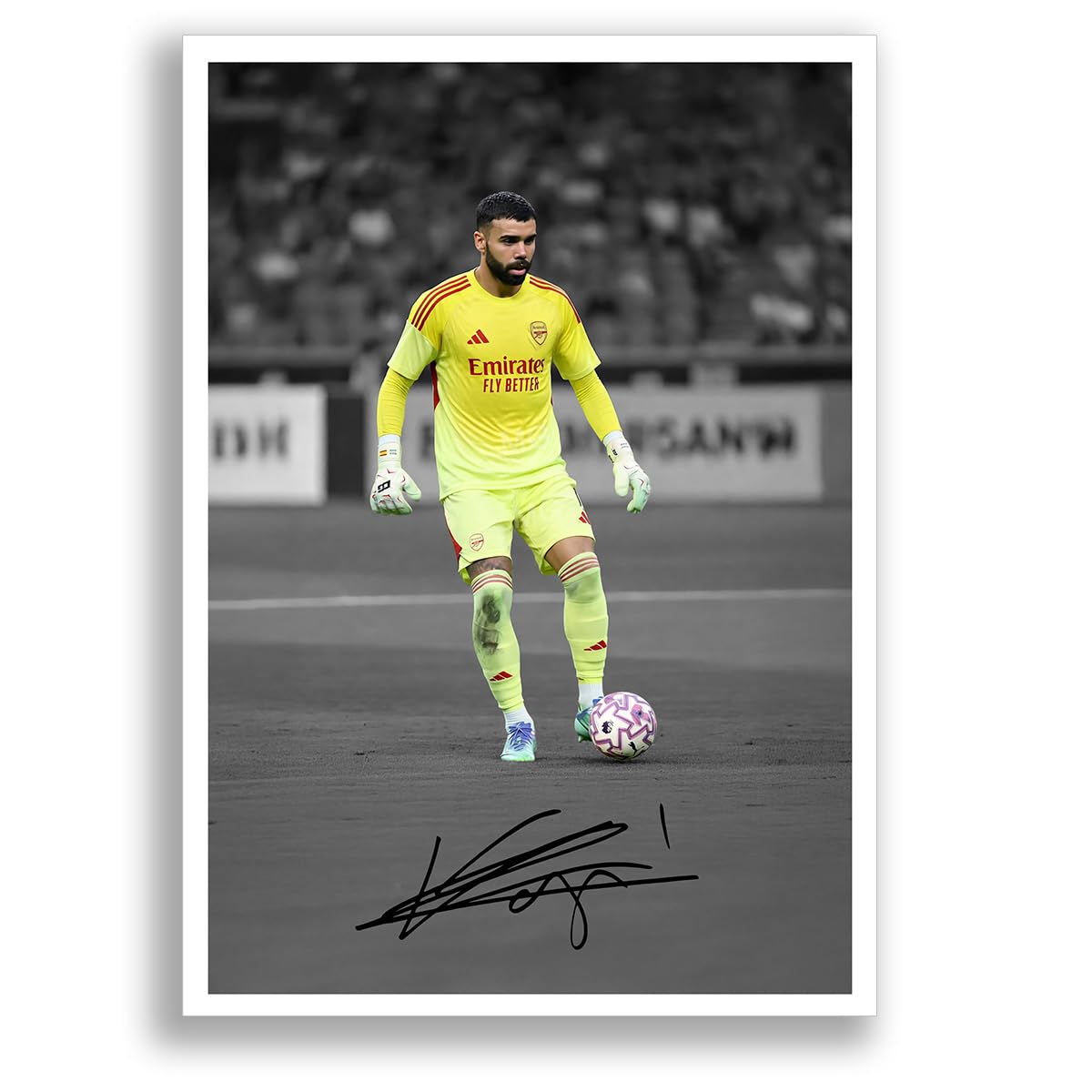 David Raya Arsenal Signed Photo Poster Print Picture Display Framed Autograph Memorabilia for Football Fans Gift Spain (A3 Poster Only B+W)
