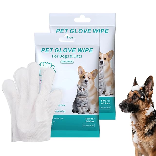 Jelaqmot 12PCS Rinse Free Dog Shampoo Mitts