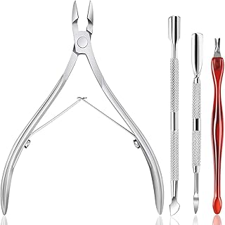Cuticle Trimmer with Cuticle Pusher - 4 Pcs Cuticle Cutter Nipper Clipper Dead Skin Remover Scissor Plier Durable Manicure Pedicure Tools Nail Tools Set for Fingernails and Toenails
