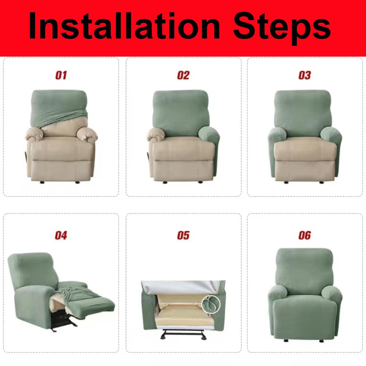 Fauteuil Cover 4-delig,Relaxfauteuil hoes Fauteuil afdrukken 1-zits, Fauteuilhoezen Stoelhoezen Antislip Stretchhoes Voor Relaxfauteuil, Relaxstoel, Ligstoel ( Color : A3, Size : 1seat