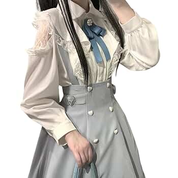 地雷系フリルブラウス❤️肩レースデザイン地雷可愛いトップス Amazon.co.jp: [KEWJYUE] 地雷系 服 セットアップ 2点セット