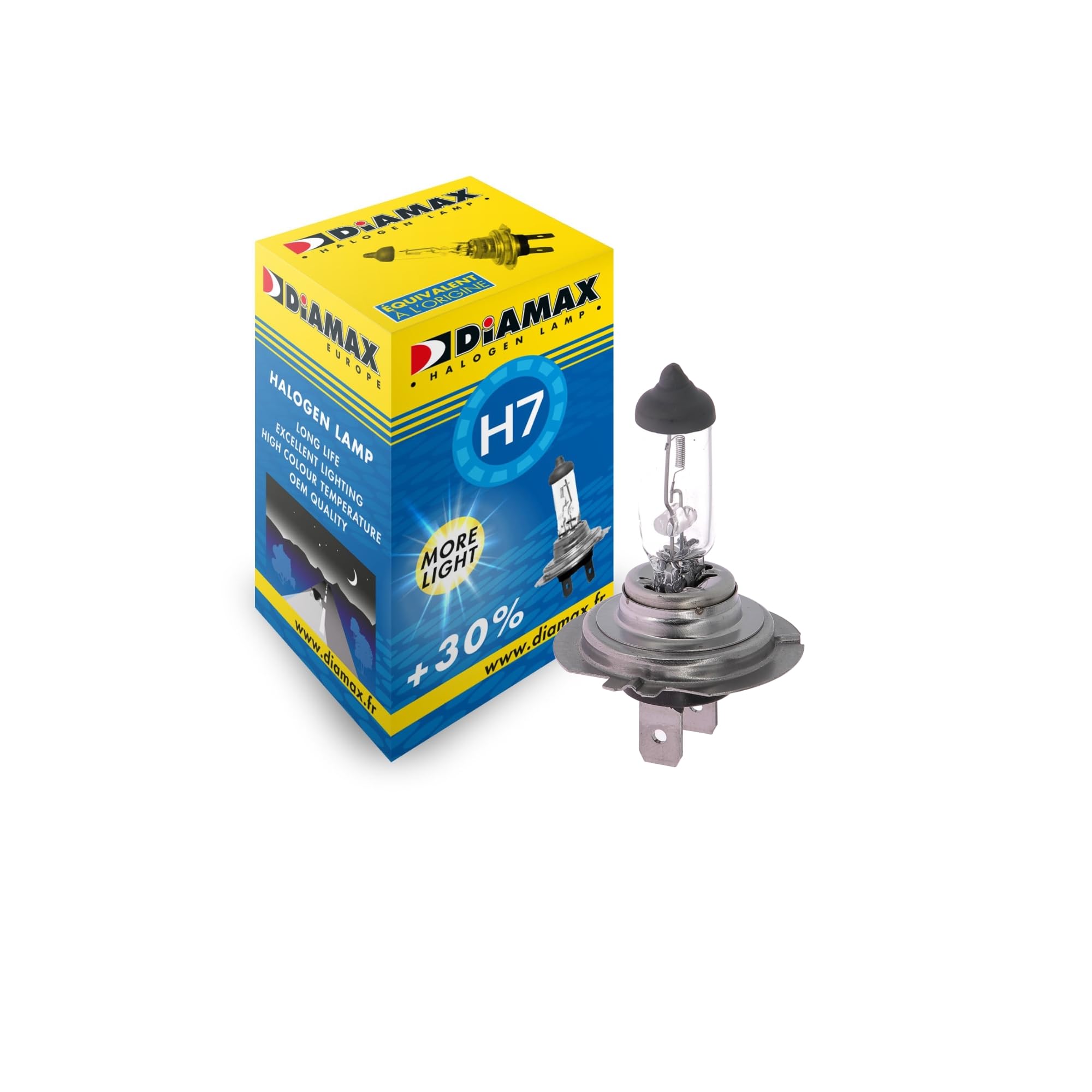 DIAMAX E2013L - Lampadina a incandescenza H7 per auto, 12 V, 55 W, PX26d, confezione da 10