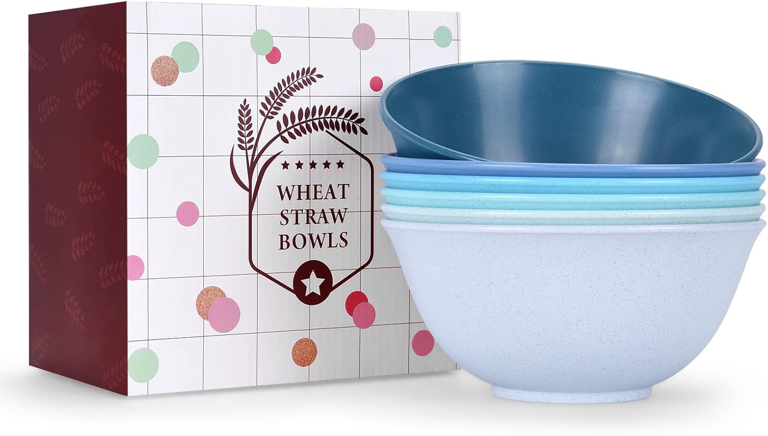 Wheat Garden 40 Oz Large Cereal Bowls, 7.2 inch Wheat Straw Plastic Serving Bowls