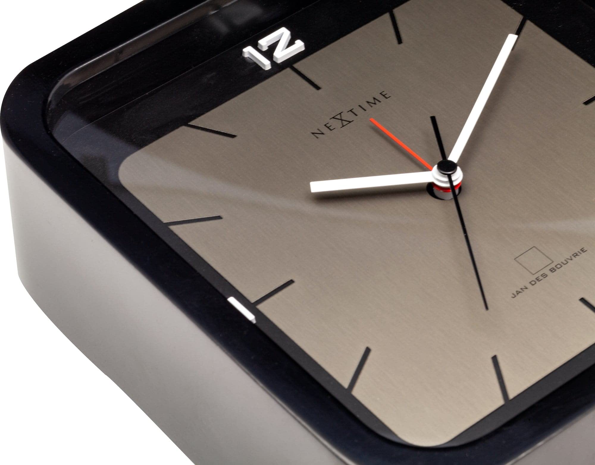 NeXtime Square Alarm Tischuhren, Metall und Kunststoff, Schwarz, 20 x 20 x 6 cm