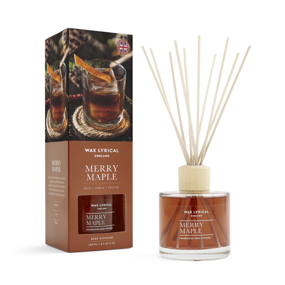 Wax Lyrical Brown Merry Maple Scented Reed Diffuser, 200Ml,