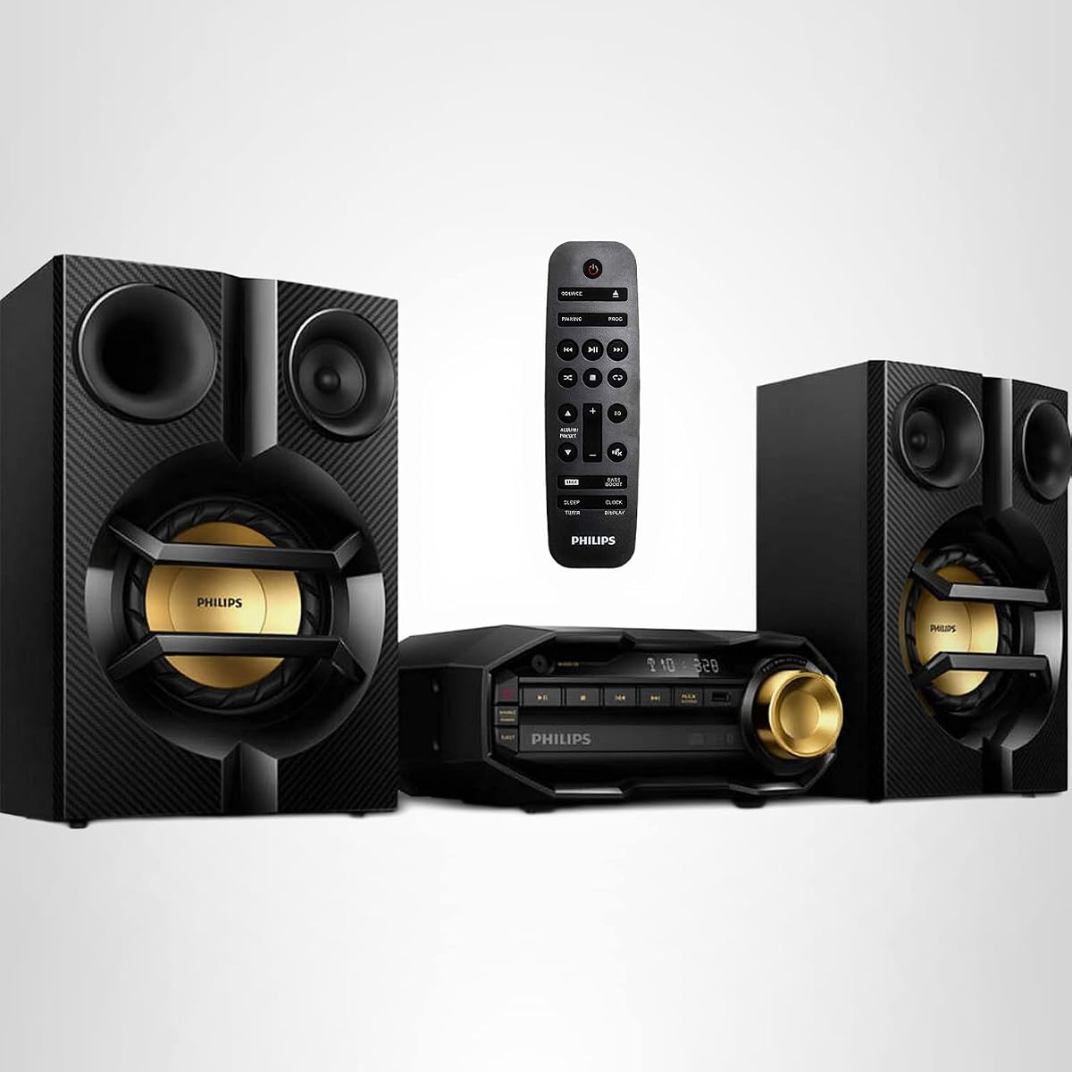 PHILIPS FX10 Bluetooth Stereo System for Home with CD Player , MP3, USB, FM Radio, Bass Reflex Speaker, 230 W, Remote Control Included
