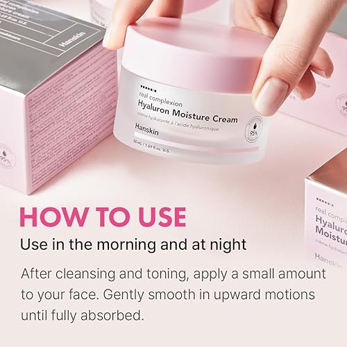 Miniatura 8 de Hanskin Real Complexion Crema hidratante hialurónica, hidratante de ácido hialurónico con niacinamida y vitamina E loción hidratante para pieles