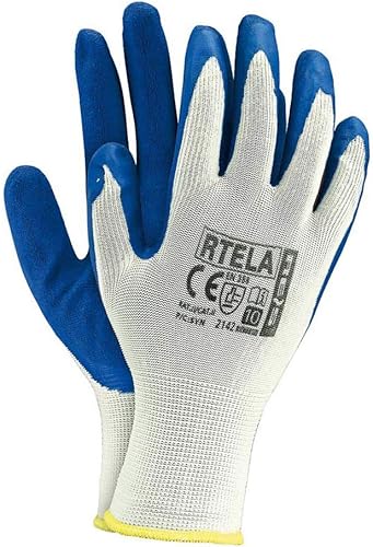 Reis RTELA11 - Guantes de protección (12 unidades, talla 11), color blanco y azu