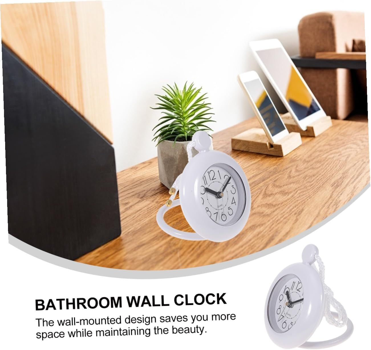 Waterproof Bathroom Wall Clock Silent Non-Ticking Hanging Wall Clock for Shower and Home Décor