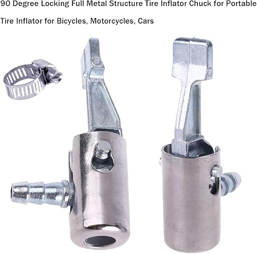 Miniatura 4 de Mandril de aire de metal con bloqueo de coche de 14 de pulgada, mini compresor automotriz portátil para inflador de neumáticos, extremo de manguera
