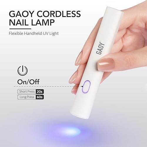 Miniatura 2 de GAOY Luz UV de mano para uñas de gel, mini lámpara de uñas, recargable inalámbrica portátil, curado rápido, lámpara de bolígrafo