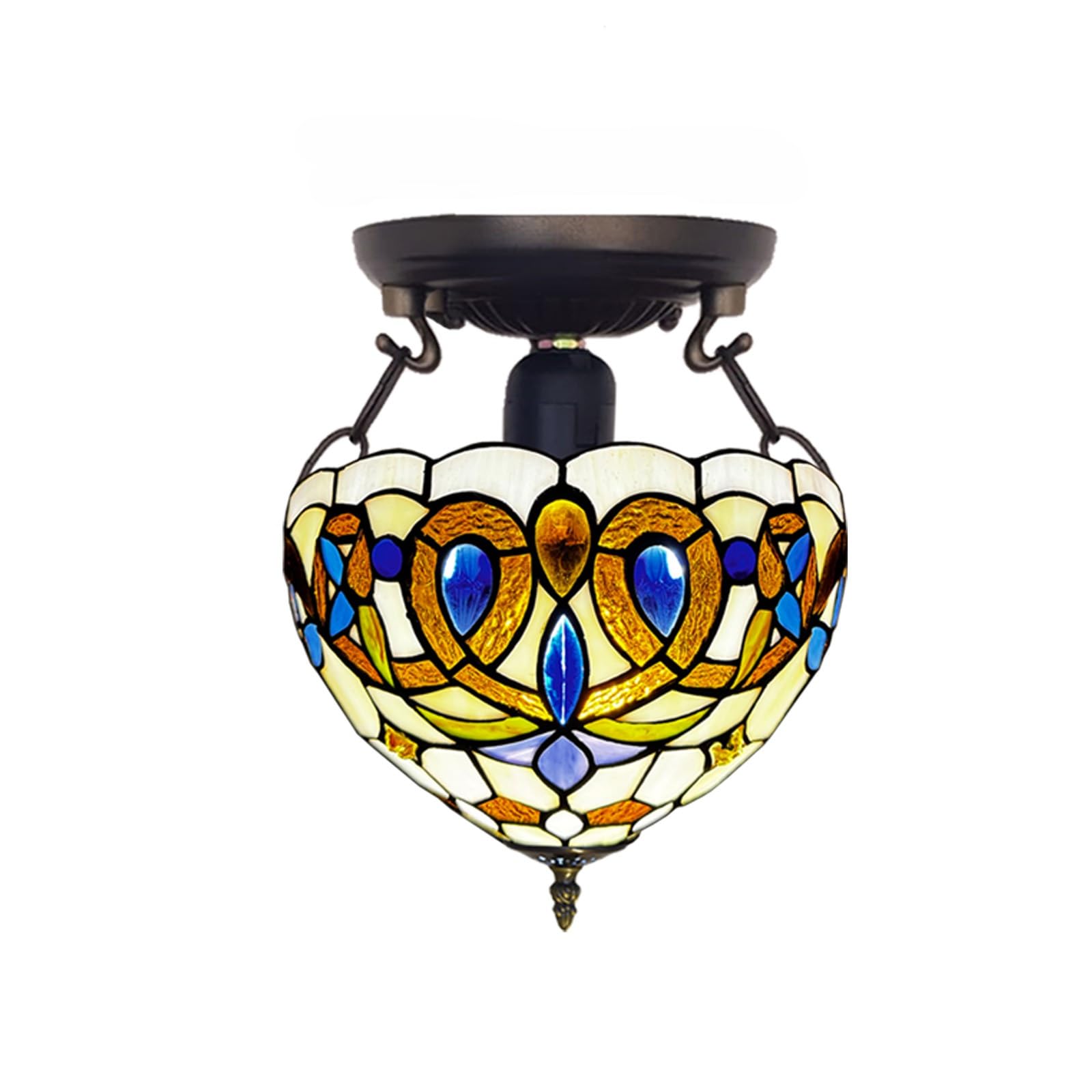 Auroh Multicolor Tiffany Style Ceiling Lamps Stained Glass Handcrafted Lamp Shades Antique Design Ceiling Light For Living Room Bedroom Lounge Hallway