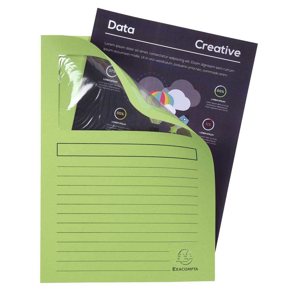 Exacompta - Réf. 50100E - Paquet de 100 chemises à fenêtre sans plastique Forever® 120 g/m² - couleurs vives - 100% recyclées et certifiées Ange Bleu - dimensions 22x31cm pour A4-10 couleurs assorties