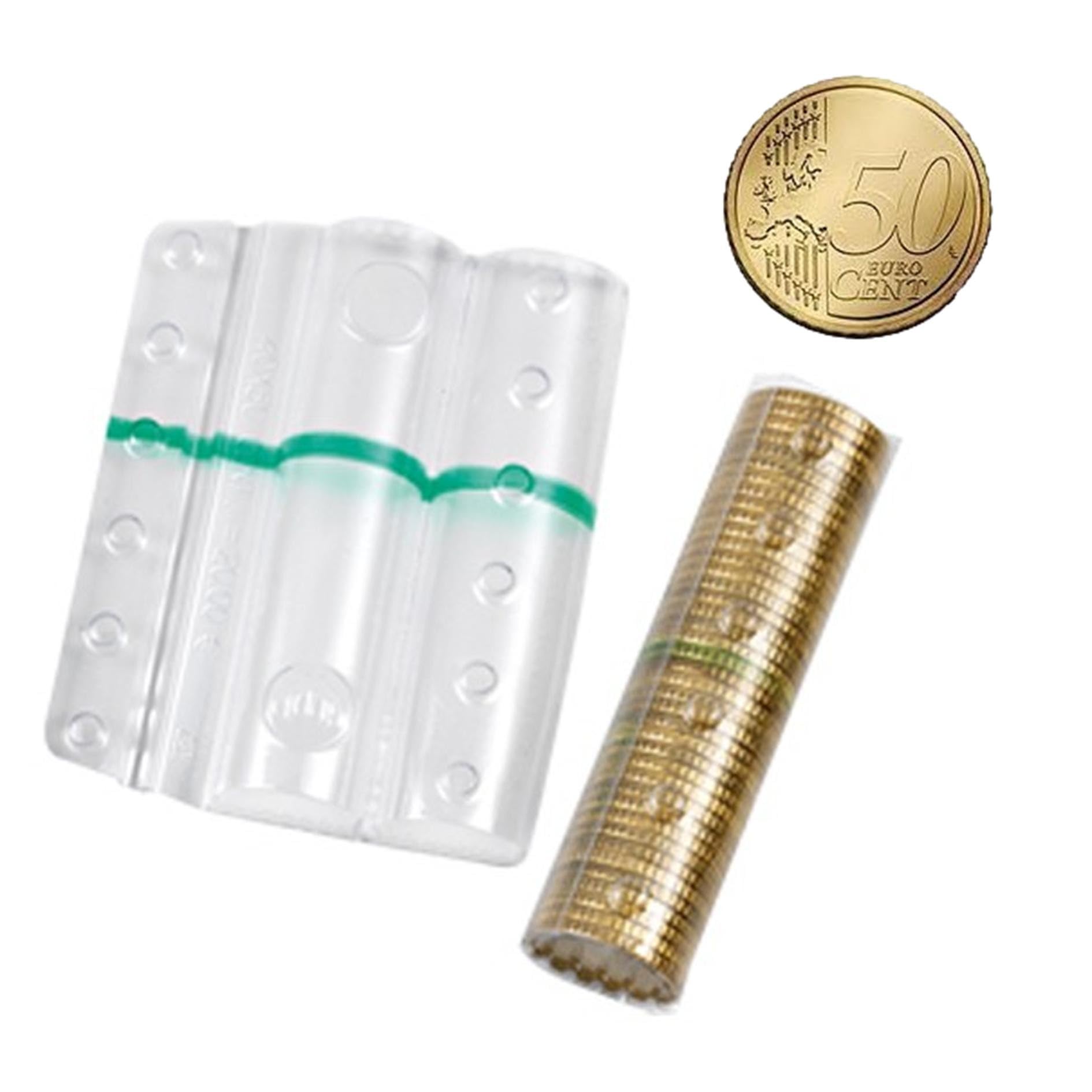 Blister Per Monete Da 50 Centesimi - 20 Pezzi, Contenitori Trasparenti Con Fascia Verde - Foto 3