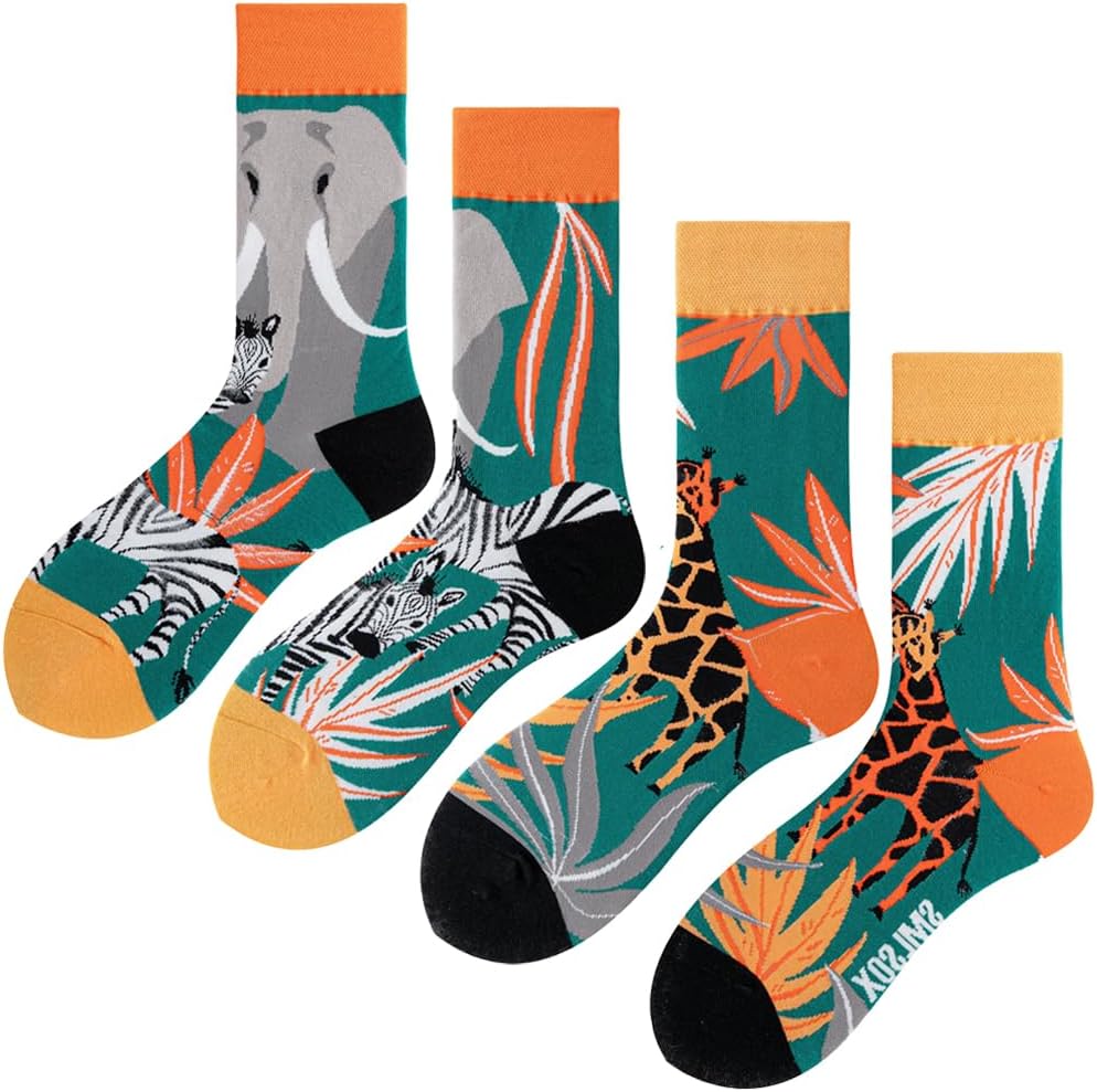 2 Pares Calcetines Divertidos de Algodón para Mujer