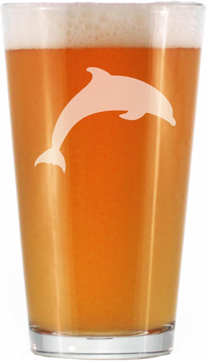 Bevvee Dolphin - 16 oz Pint Glass for Beer - Cute Dolphin Themed Gifts or Party Decor for Women & Men - Set of 4 - Fun Drinking Glasses