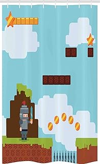 ABAKUHAUS Video Games Stall Shower Curtain, A...,