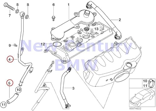 BMW Cárter genuino Ventilación/Separador de aceite Tubo de retorno M3 Z4 M3.2 Z4 M3.2 Z3 M3.2