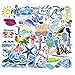 Beach Stickers 50pcs Blue Surfing Waves Fresh Lively Turtle Laptop Water Bottle Decals Cartoon Vitality Aesthetic Sticker Pack for Teen Girl (Beach Surfing)