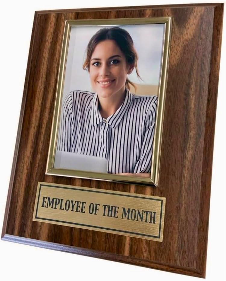 Trophy Hut Employee Of the Month Award Plaque. Custom 8"x10" Picture Plaque Holds a 4"x6" Photo. Employee Appreciation Award