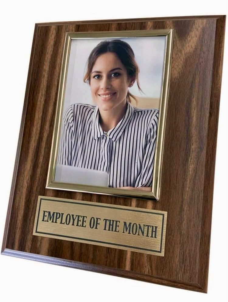 Trophy Hut Employee Of the Month Award Plaque. Custom 8"x10" Picture Plaque Holds a 4"x6" Photo. Employee Appreciation Award