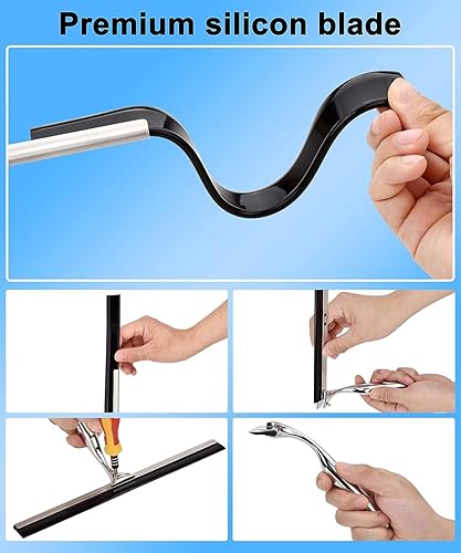 Miniatura 4 de SUNWUKIN Escobilla de acero inoxidable multiusos para puertas de ducha de vidrio, ventana de coche, espejos del hogar, accesorio de limpiaparabrisas