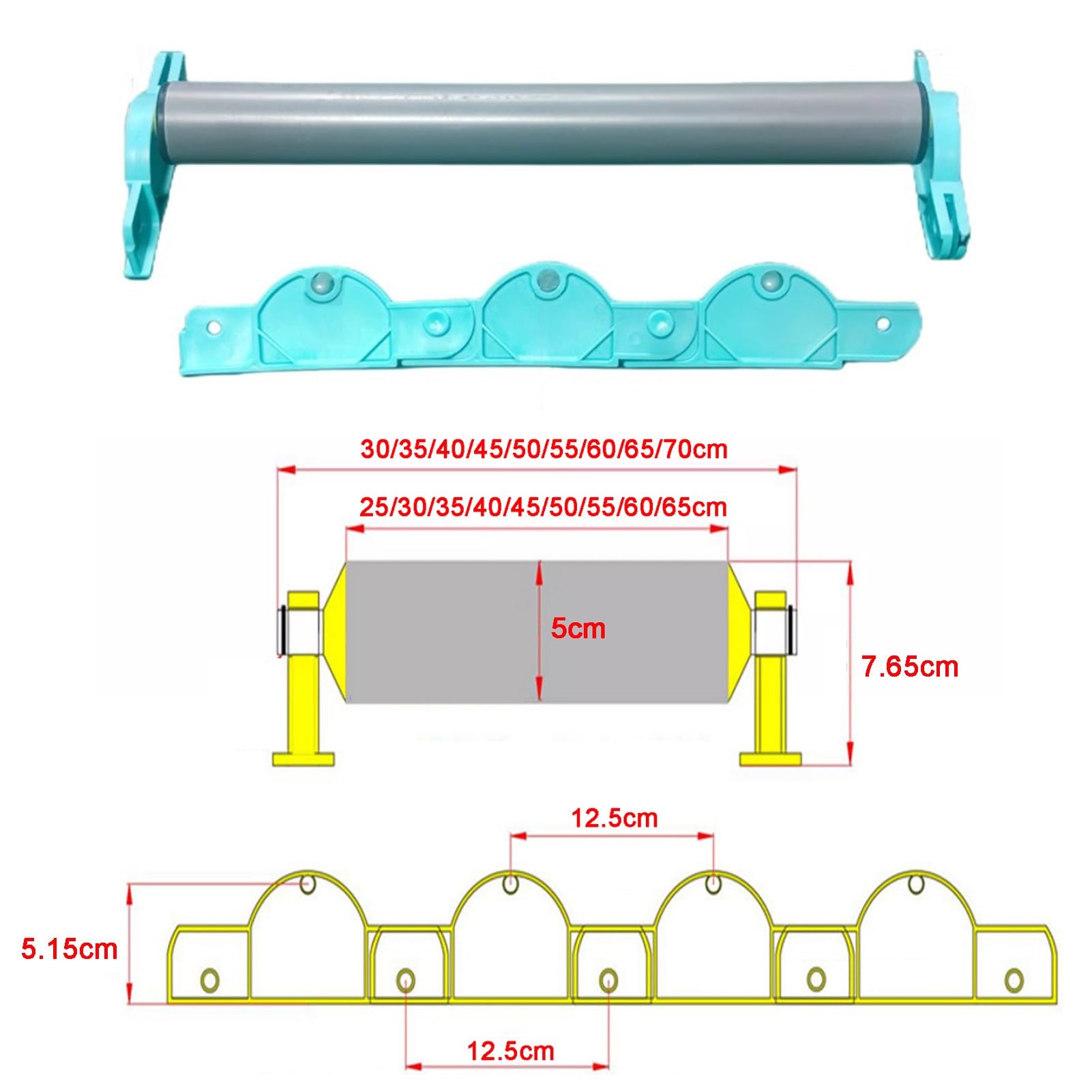 Kit de cinta transportadora industrial de PVC, transportador de rodillos extensible, transportador recto de doble rodillo no alimentado para almacenes y fábricas (100 x 50 cm)