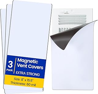 Magnetic Vent Covers, Extra Strong Magnets, 8" x 15.5" (3 Pack) Ultra Thick 60mil, Complete Seal, Air Vent Covers for Home Floor, Ceiling, Wall Registers, HVAC, AC, RV, and Heater Vents