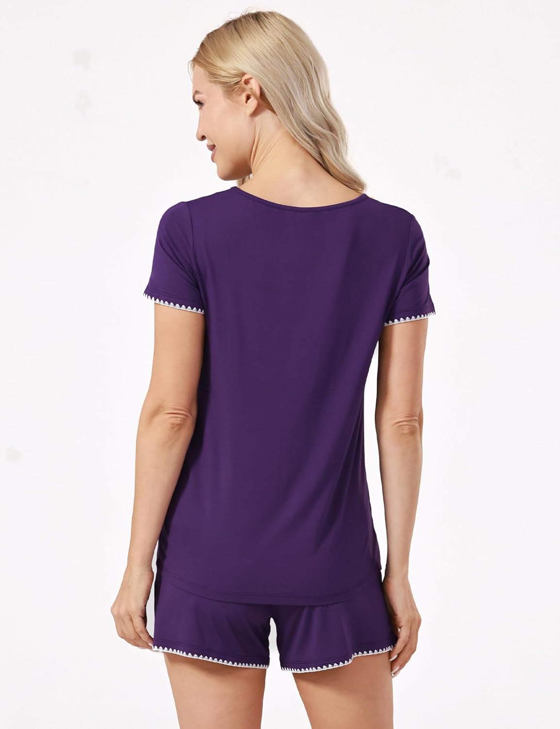 GYS Women's Pajama Sets Bamboo-derived Viscose Short Sleeve 2-Piece Soft Summer Sleep Set - Image 2