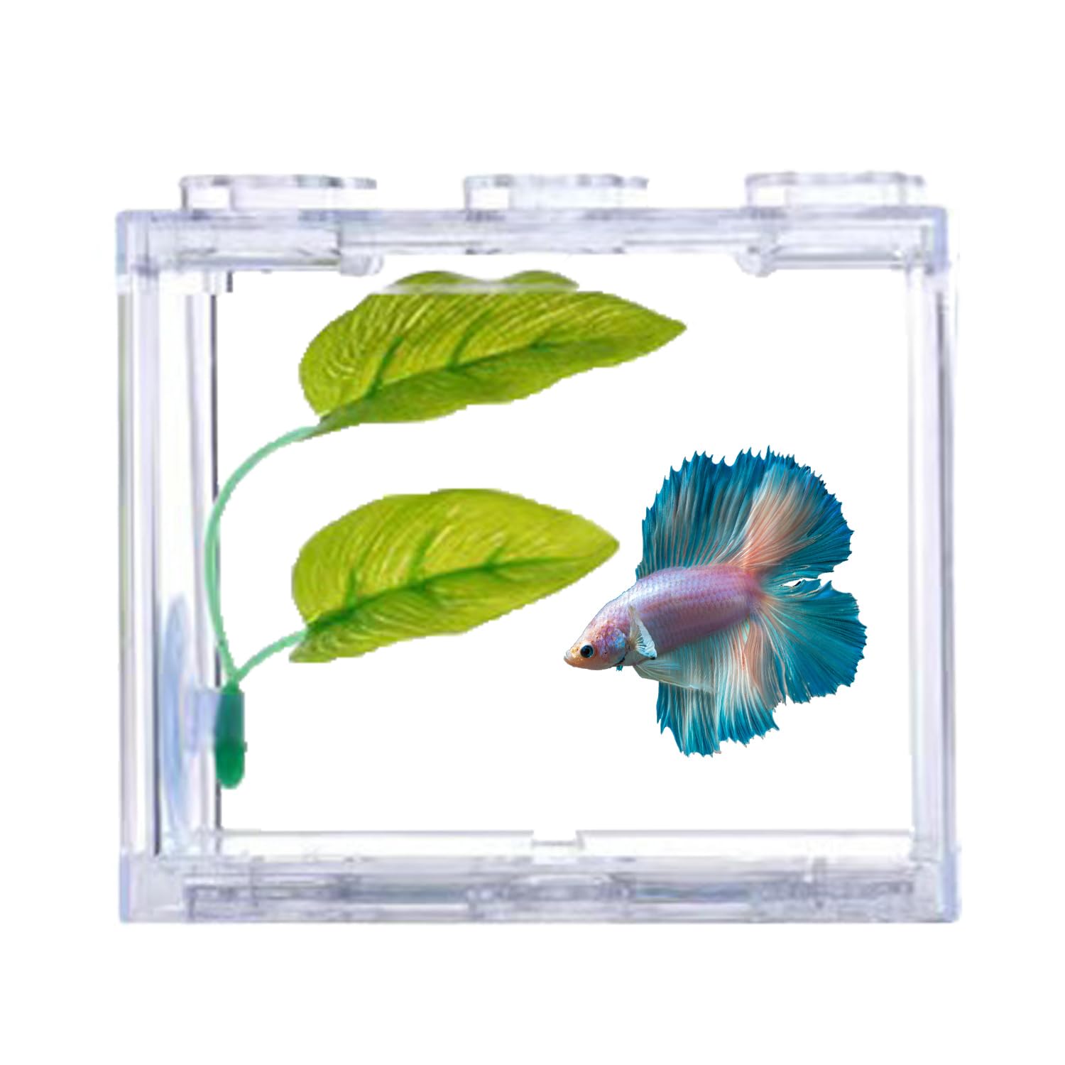 Tanque De Peces Betta Pequeño, Mini Caja De Peces De Plástico Diseño De Recorte Transparente, Acuario De Tanque De Peces En Miniatura Portátil A Prueba De Explosiones De Acrílico(A)