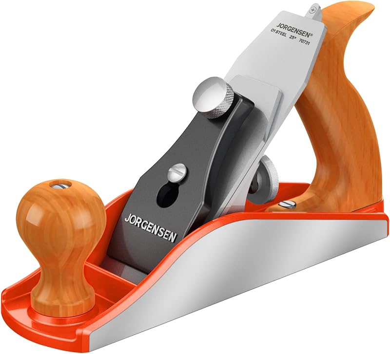 JORGENSEN No.4 Cepillo de madera de 10 pulgadas, cepillo de mano profesional para carpintería | Plano alisador, plano de bloque con cuerpo de hierro dúctil para recortar, manualidades - Plano de mano profundidad de corte ajustable