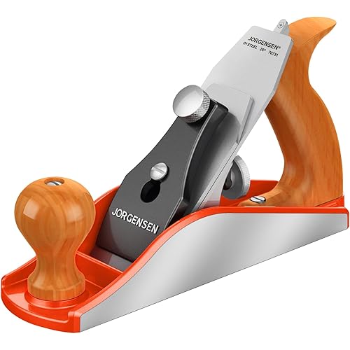 JORGENSEN No.4 10" Wood Planer, Hand Planer for Woodworking, Hand Plane, Wood Plane, Jack Plane for Trimming, Craft - Professional Smoothing Plane with Ductile Iron Body, Adjustable Cutting Depth