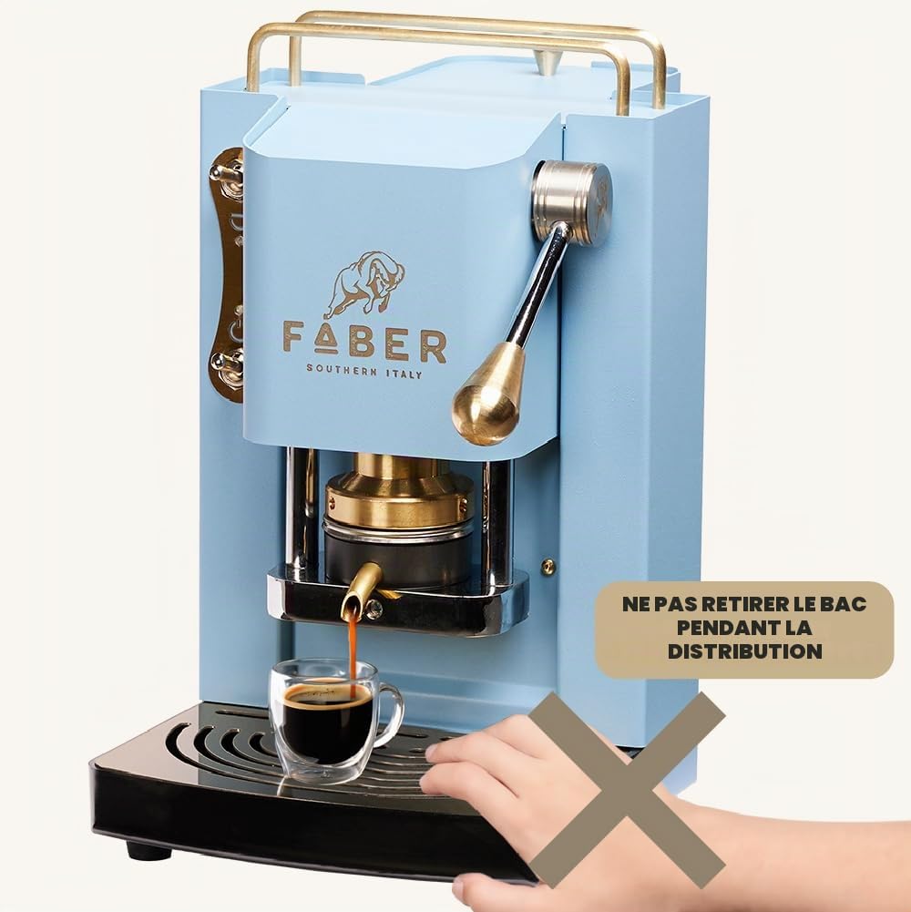FABER COFFEE MACHINES | Modèle Pro Mini Deluxe | Machine à café à dosettes ese 44mm | | Pressacialda en laiton réglable (TURQUOISE)