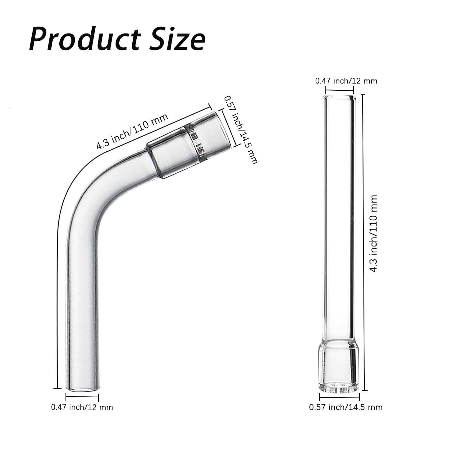 4 Pack Glass Tube Stem Set (110mm Straight & Curved),for Drying,and Experiment Applications Drying Tube