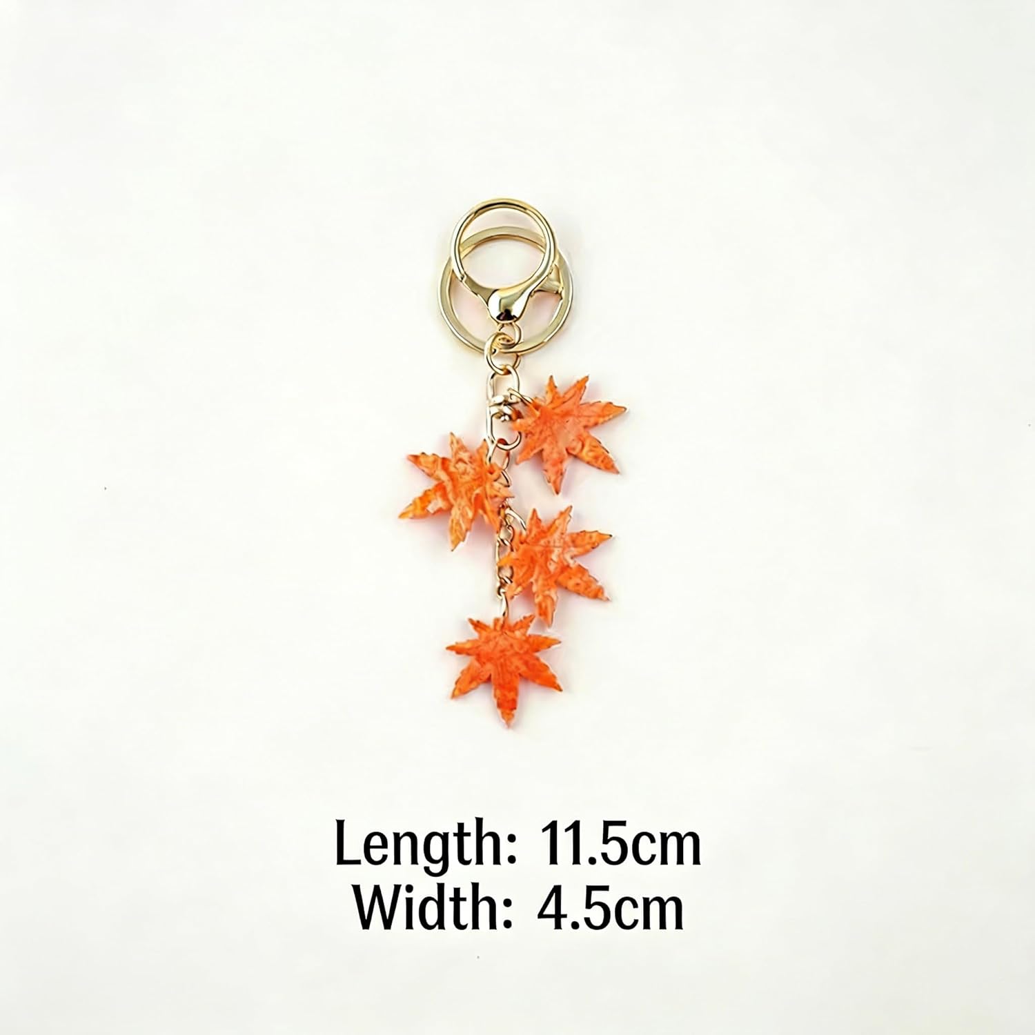 Maple Leaf Keychain Handmade with Bell and Clip, Cute Bag Pendant for Keys Backpacks Purses Travel Romantic Gift