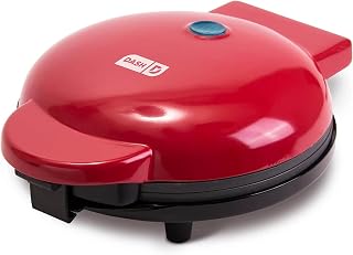 Dash Express Round Electric Griddle Pancake & Egg Maker - Nonstick Quick Heat Breakfast Machine for Small Kitchens - Red