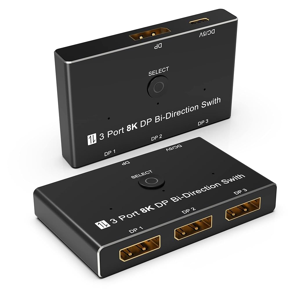 DisplayPort HDMI Splitter 8K MST SST 1 In 2 Out Directional DP 1.4 8K@30Hz 4K@120Hz To DisplayPort HDMI 8K 2.1 1440P@165Hz Directional Converter Switch Multi Screen Transfer T0202-HDMI To HDMI VGA VGA