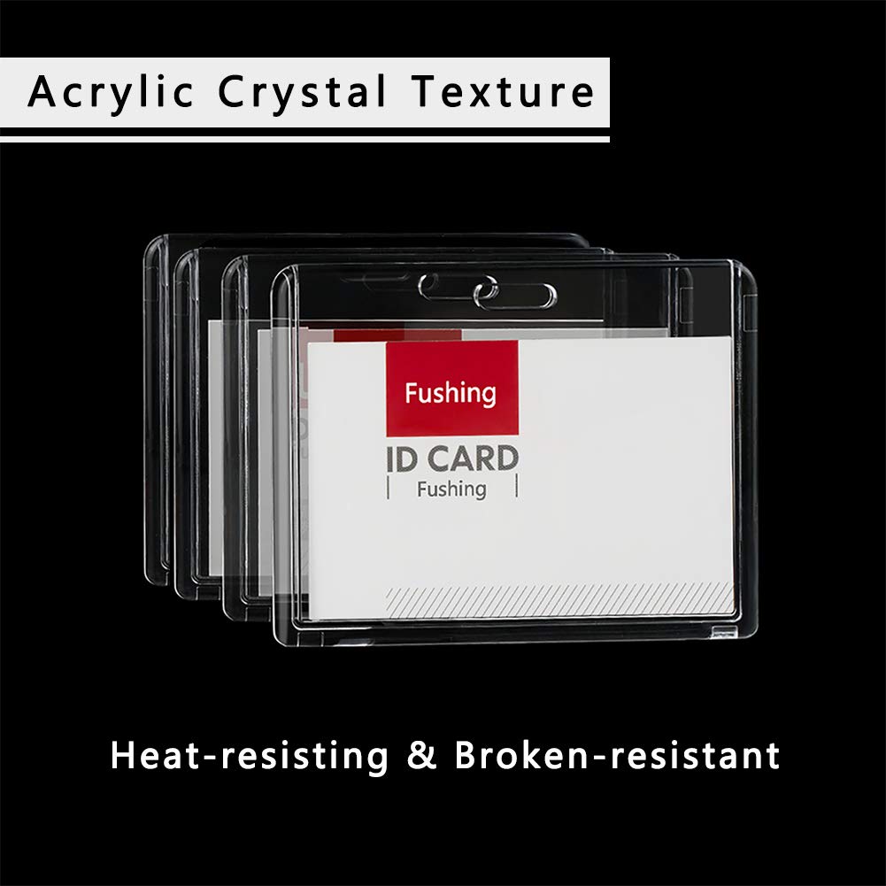 Fushing 6 Pack Heavy Duty ID Card Holders DoubleSided Clear Acrylic