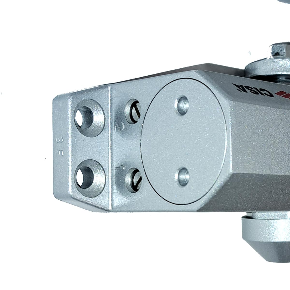CISA Serie 604 - Cierrapuertas con cremallera con parada 16047103097 - Cierrapuertas con velocidad de cierre ajustable - Acabado gris aluminio - Para puertas máx. 80 kg