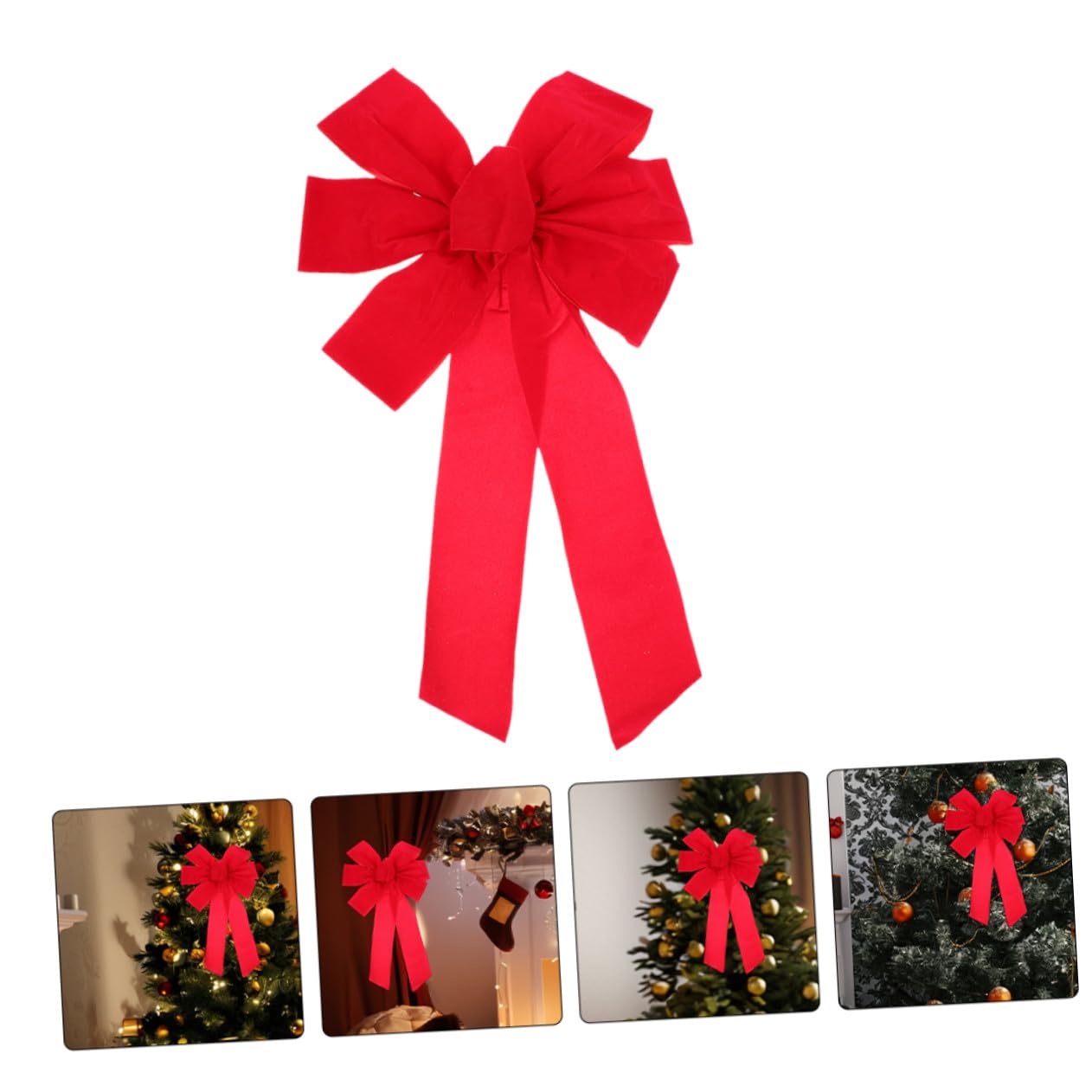 Cabilock 10pezzi Fiocchi in Velluto Rosso Gigante per Decorazione di Albero di Natale Ornamento da Appendere per Feste Matrimonio Casa Fiocco Decorativo per Interni Esterni